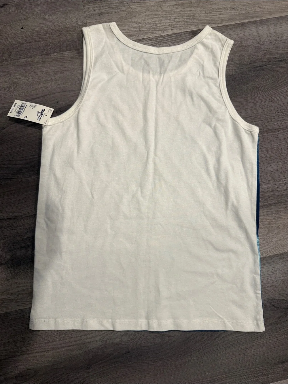 OshKosh B'gosh White and Blue Surf Shark Tank Top